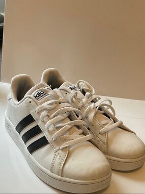 adidas White Sneakers with Black Three-Stripes